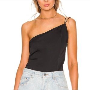 Superdown black one shoulder cami tank